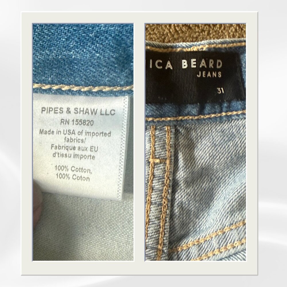Veronica Beard Wide Leg Jeans 31 Lakeshore Wash Raw Hem Button Fly USA Made - Picture 10 of 10